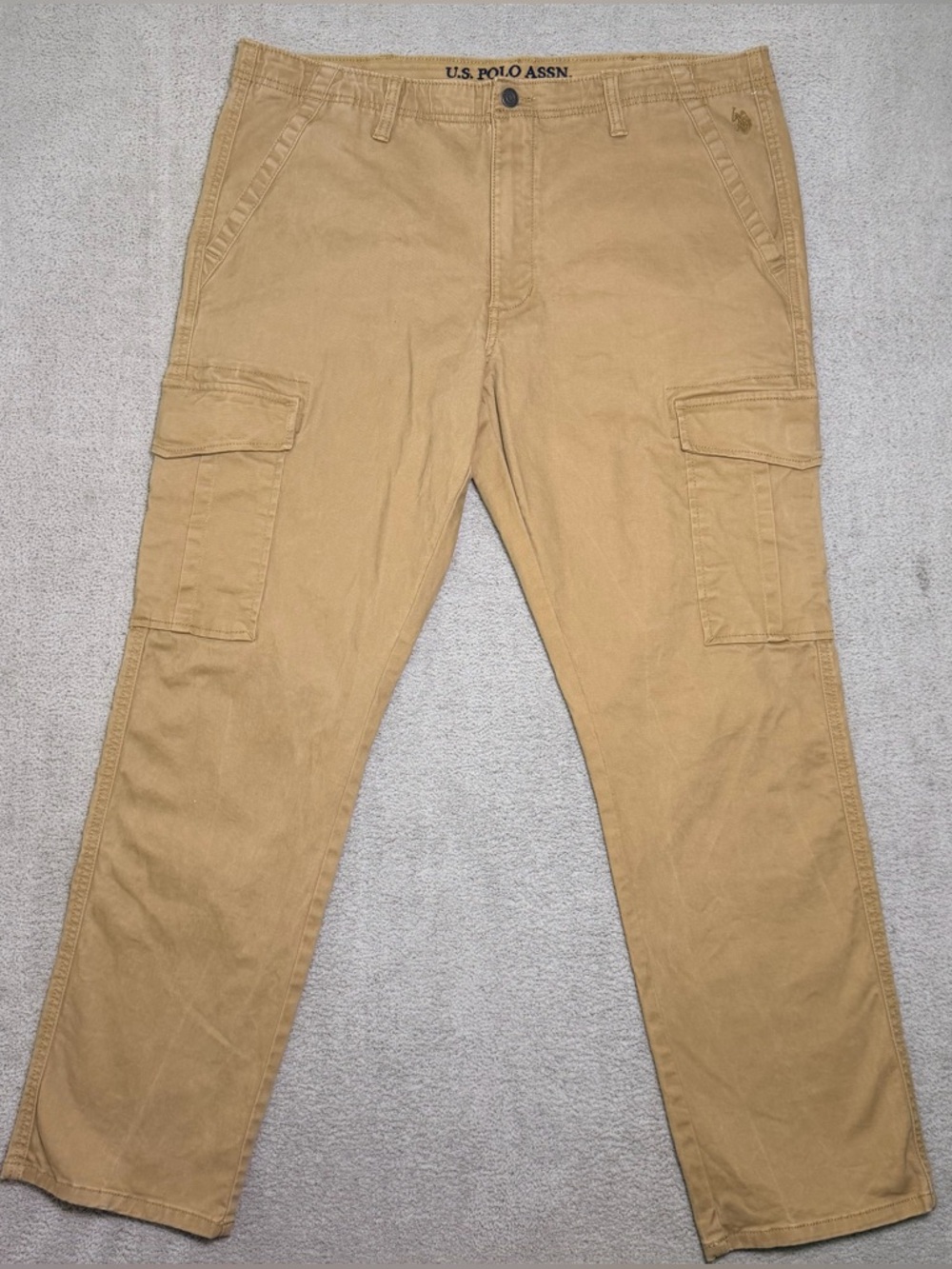 U.S Polo Assn Cargo Pants Men’s 38x30 Khaki Beige Utility Workwear Straight Leg